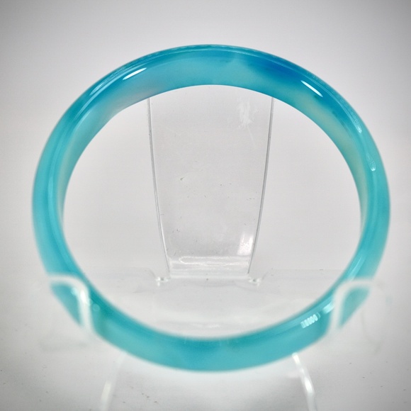 Bright Blue Agate Stone Bangle - Picture 6 of 7